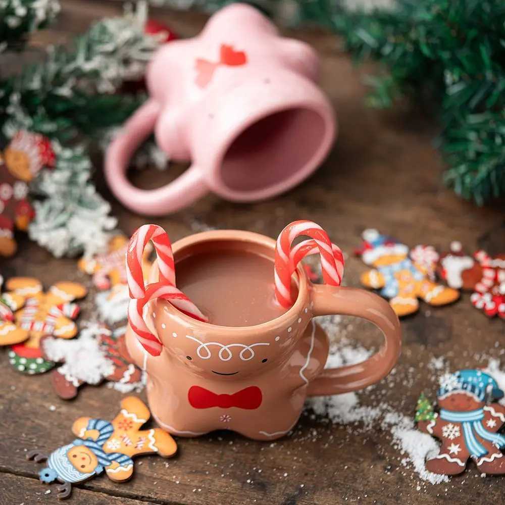Christmas-themed Gingerbread Man Cartoon Cute Ceramic Mug Milk Coffee Cup Couple Mugs Gift For Christmas C251210