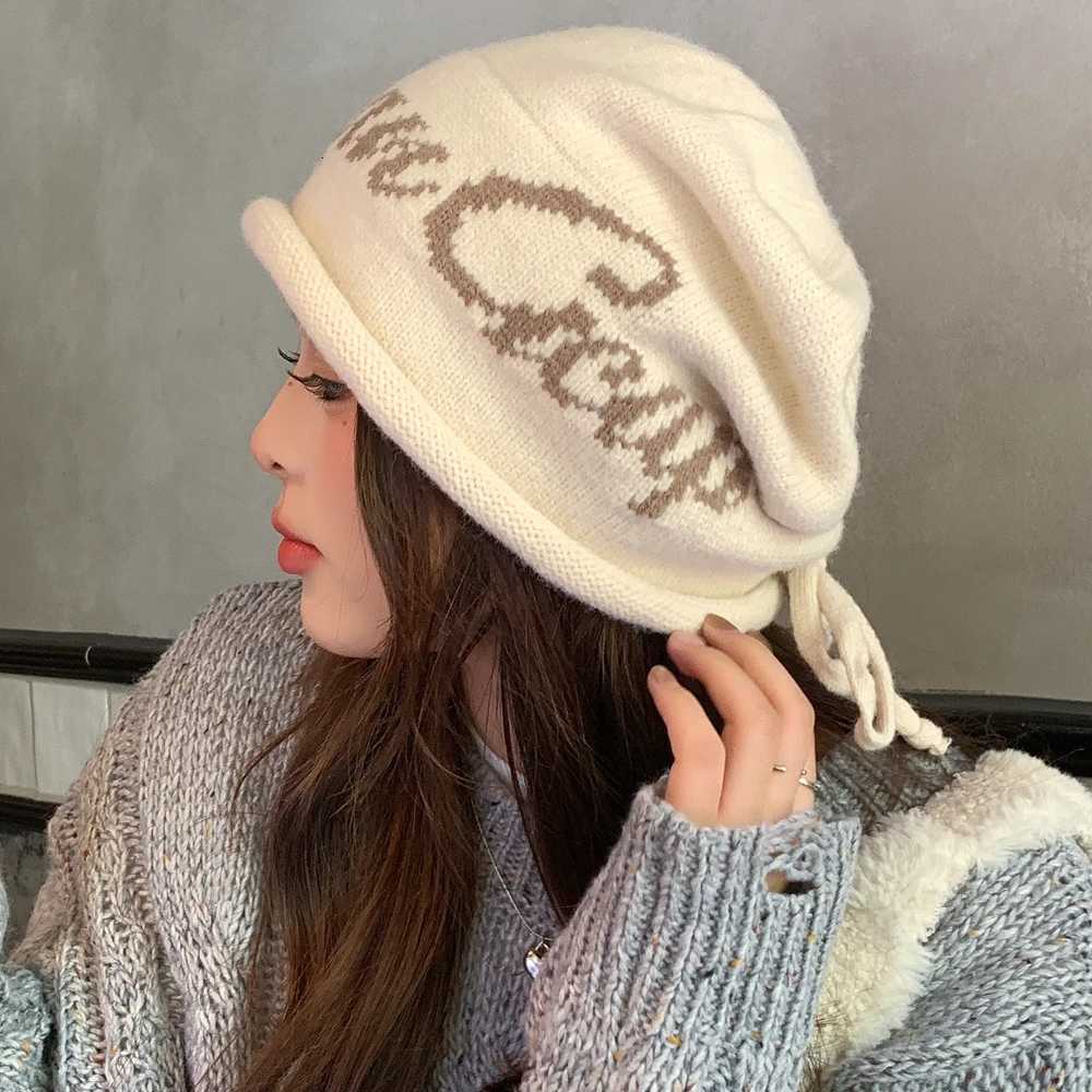 Luxury Hot Sale Slouchy Fashion Winter Hats Trendy Beanies For Women Streetwear Dandy Hat With Drawstring Winter Knitted Hats Y251209