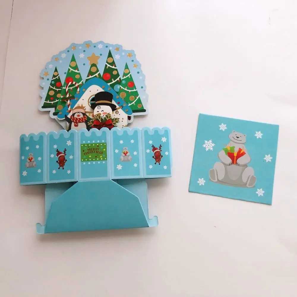 Swan Mermaid 3D s-up Bouquet Santa Claus Girlfriend Merry Christmas Cards Xmas Festival New Year Greeting Cards H251210