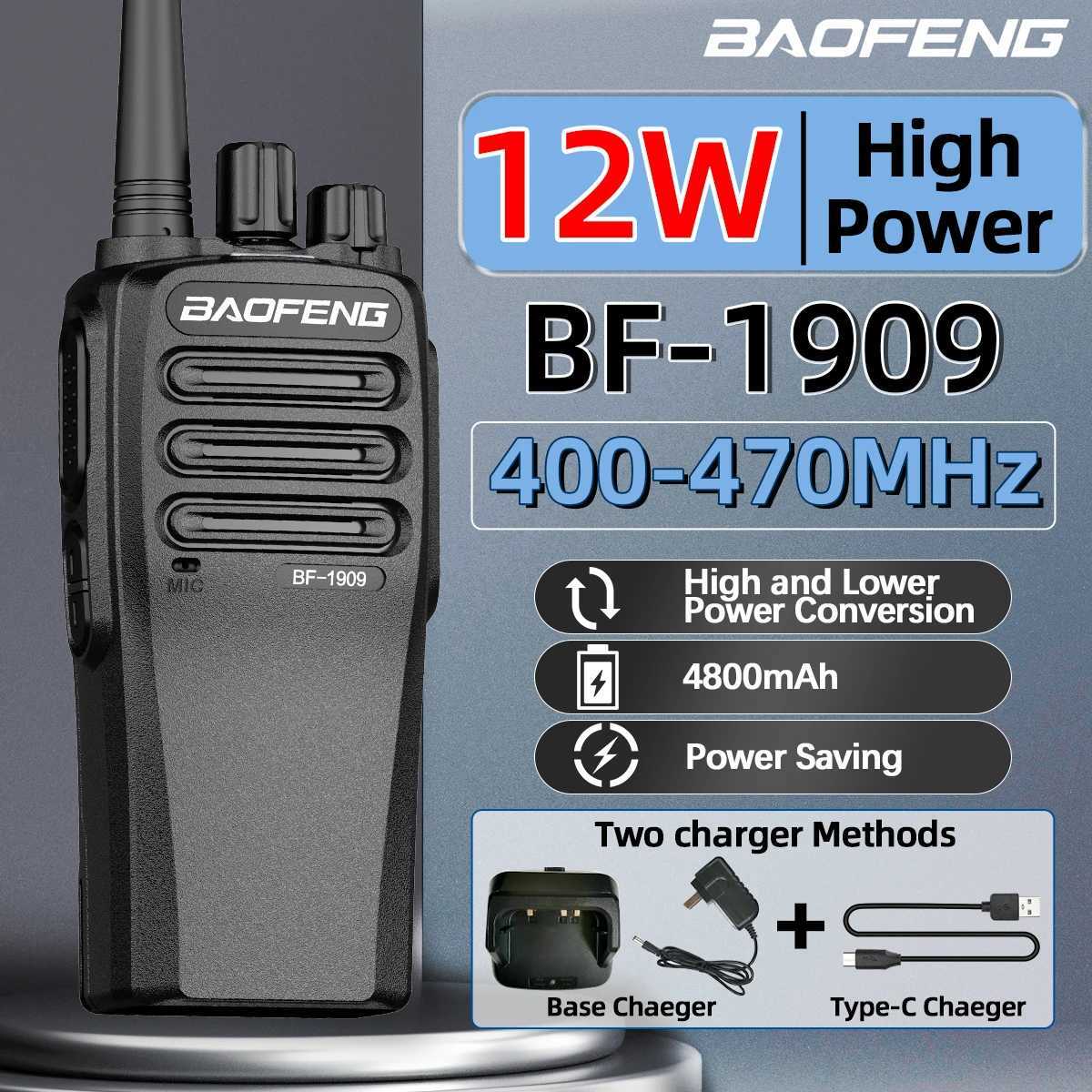 BaoFeng BF 1909 12W High Power Walkie Talkie Long Range Two Way Radio Type C Charging Transmitter Upgrade BF 888S UV 5R UV 82 M251210