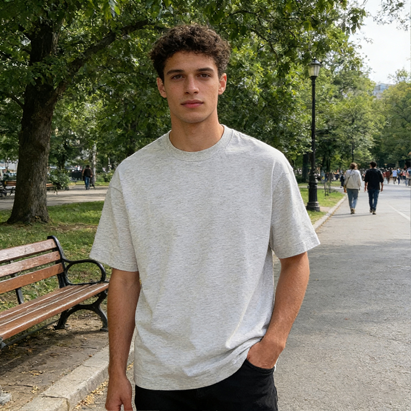 Unisex Oversized Brown Crew Neck T-Shirt Short Sleeve Loose Fit Casual Basic Tee for Daily & Street Style CF26271