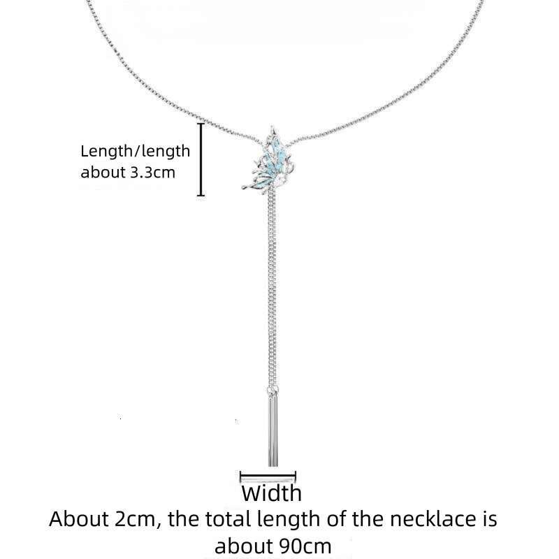 DHcollections INS Ice Blue Butterfly Accessory Autumn Winter Fashion Sweater Chain Long High-end New Cool Style Necklace