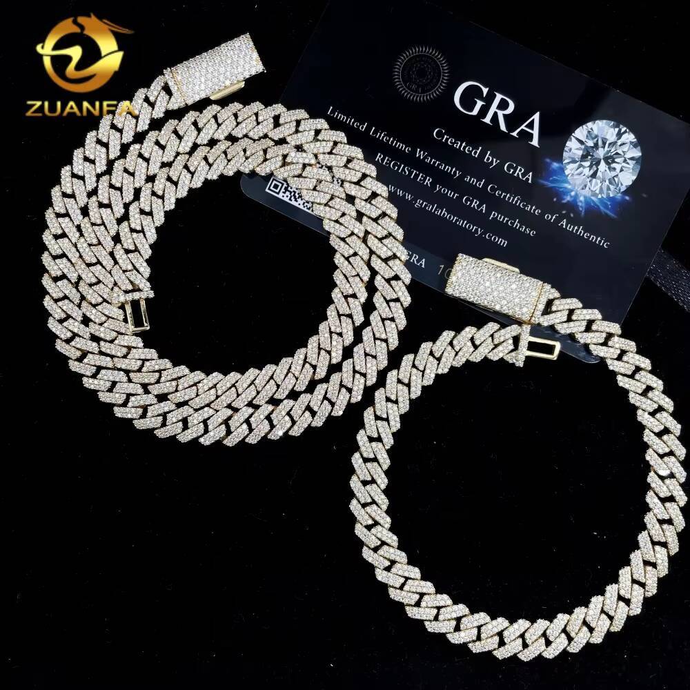Drop Shipping RTS Pass Diamond Tester Solid 925 Silver 8MM Iced Out Hip Hop Jewelry VVS Moissanite Cuban Link Bracelet for Men