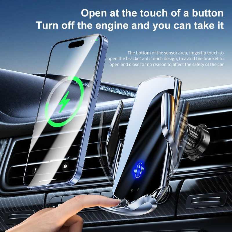 Car Mount Wireless Charging Stand Vehicle Phone Mounts Car Phone Holder Autatic Quick Release Button For Iphone C251210