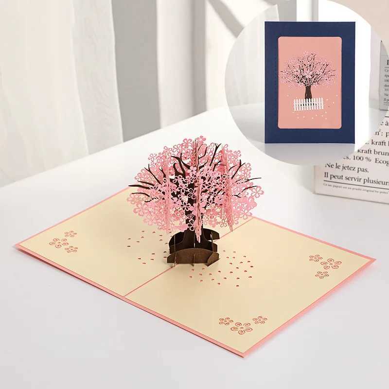 3D -Up Card Flower Maple ry Tree Wedding Invitation Greeting Card Birthday Party Anniversary Gift Postcard With Envelopes H251210