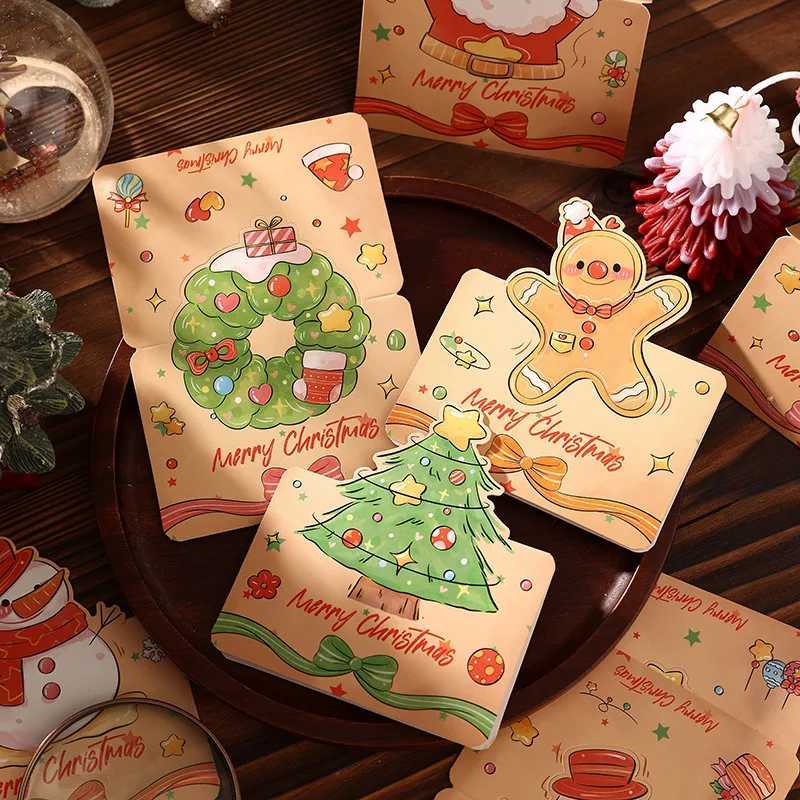 10/30pcs Retro Cartoon Christmas Cards 3D Stereo Greeting Cards Handwritten Xmas Cards Holiday Decor Cards Festival Gifts H251210