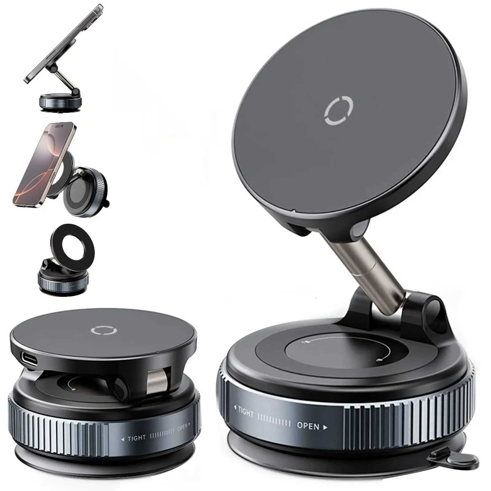 360 Magnetic Phone Holder with Vacuum Suction Foldable Adjustable Car Mount for IPhone 12 13 14 15 16 Magnetic Bracket C251210