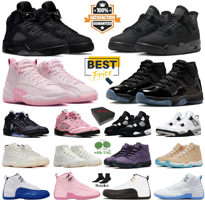 with box designer Basketball Shoes sneakers 4s Black Cat 2025 Cave Stone 11s Gamma Blue mojave 12s PEARL PINK Taxi 5s black cat Racer Blue Arctic Pink with time 36-47