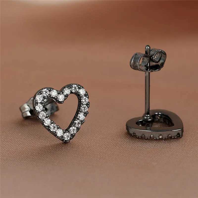 Dainty Fem Crystal Earring Black Rose Gold Sier Color Stud Earrings Simple White Zircon Wedding Jewelry For Wen Y251210