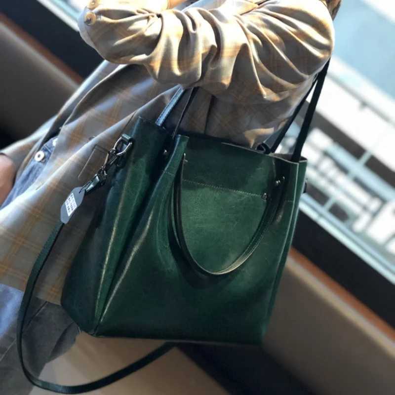 Wens Cmuter Tote Bag Large Capacity Shoder Bag Handheld Crossbody Bag Genuine Leather Handbag Y251209