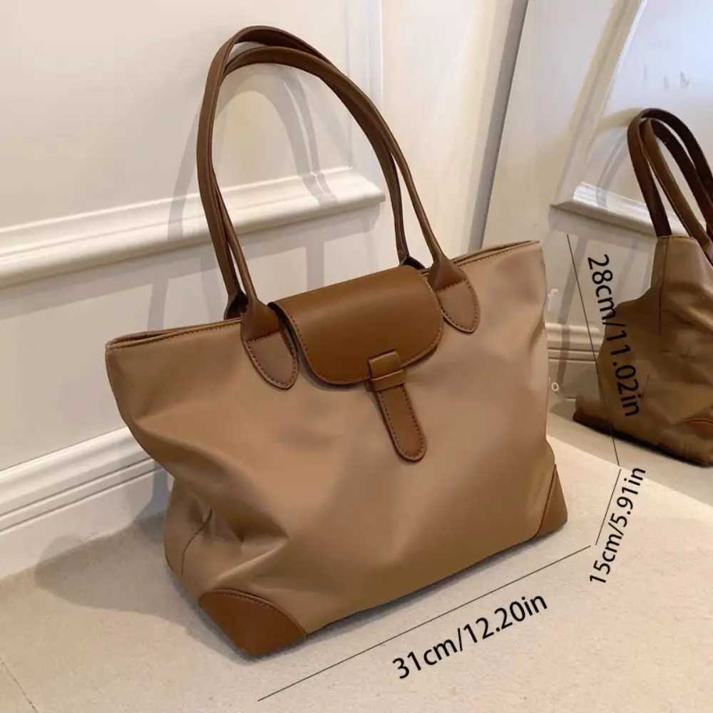 Literary Casual Nyl Shoder Bag Lightweight Zipper Nyl Cloth Tote Bag Large Capacity Korean Style Handbag Outdoor Y251209