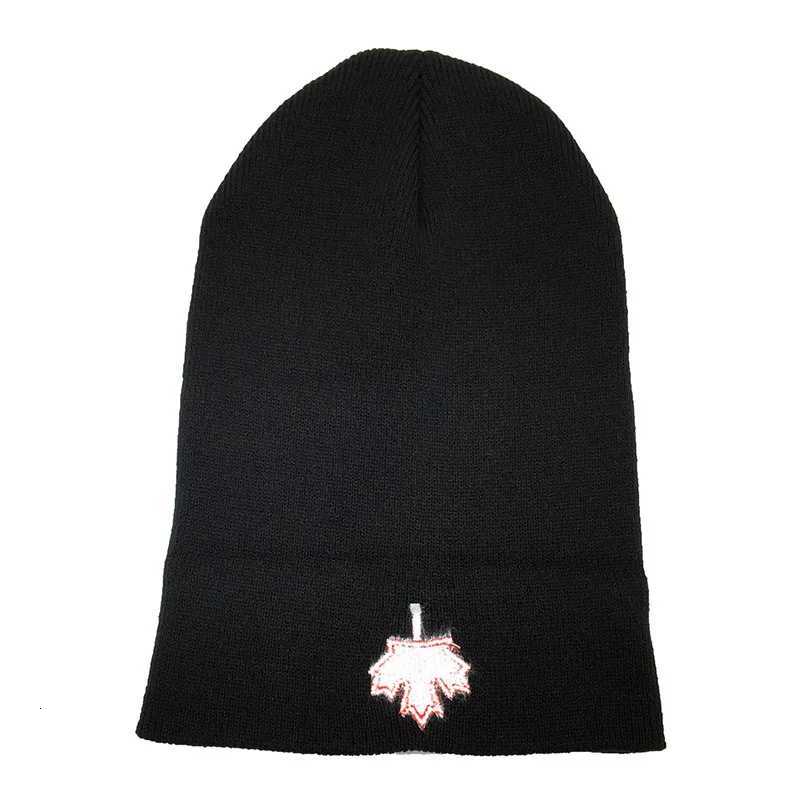 Luxury Autumn Winter CA Red Maple Leaf Embroidered Knitted Acrylic Beanies Hat Men and Women Casual All Match Warm Wool Cold Caps W125 Y251209