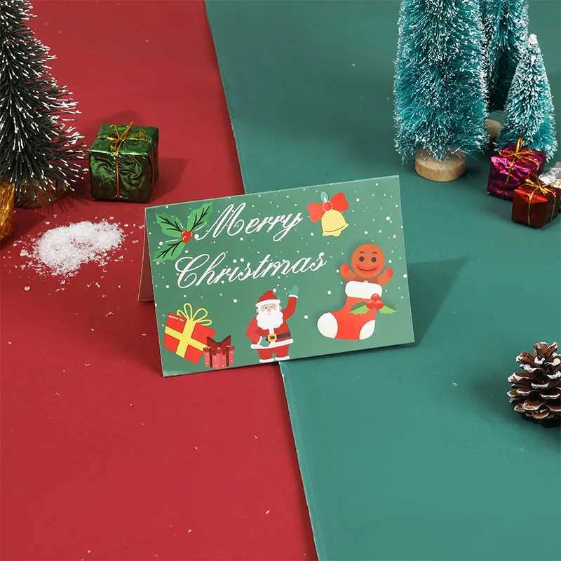 8pcs/set Merry Christmas Fold Greeting Cards Party DIY Gift Card New Year Postcard Print Gift Card Christmas Decoration Supplies H251210