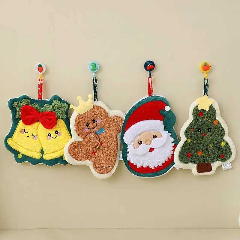 Cute Coral Fleece Hand Towels Super Absorbent Kitchen Bathroom Towels Christmas Series Santa Snowman Wash Hand Cloth Xmas Gifts C251210