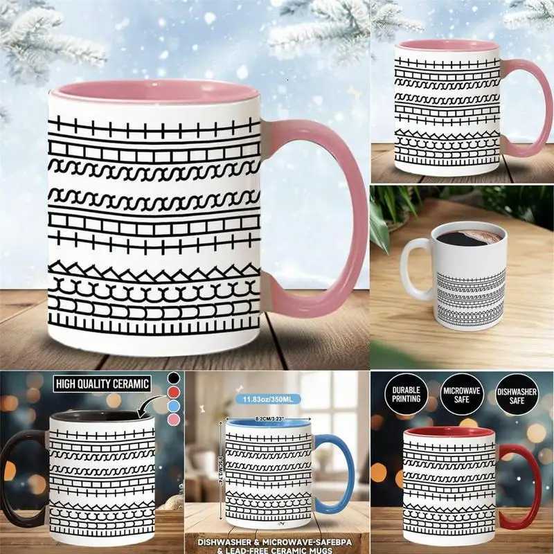 1183 oz Coffee Mug with Handle Tea Cup Novelty Microwave-Safe Coffee Cup Ceramic Drinking Cup Desktop Ornament for Kitchen Home C251210
