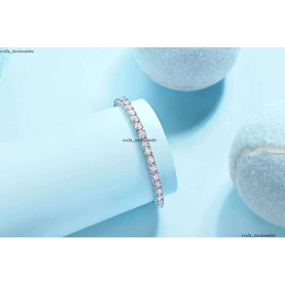 VVS Moissanite Classic S925 Sterling Silver Tennis Bracelet with D Color VVS1 Sand Stone 18k Rose Gold Unisex Jewelry