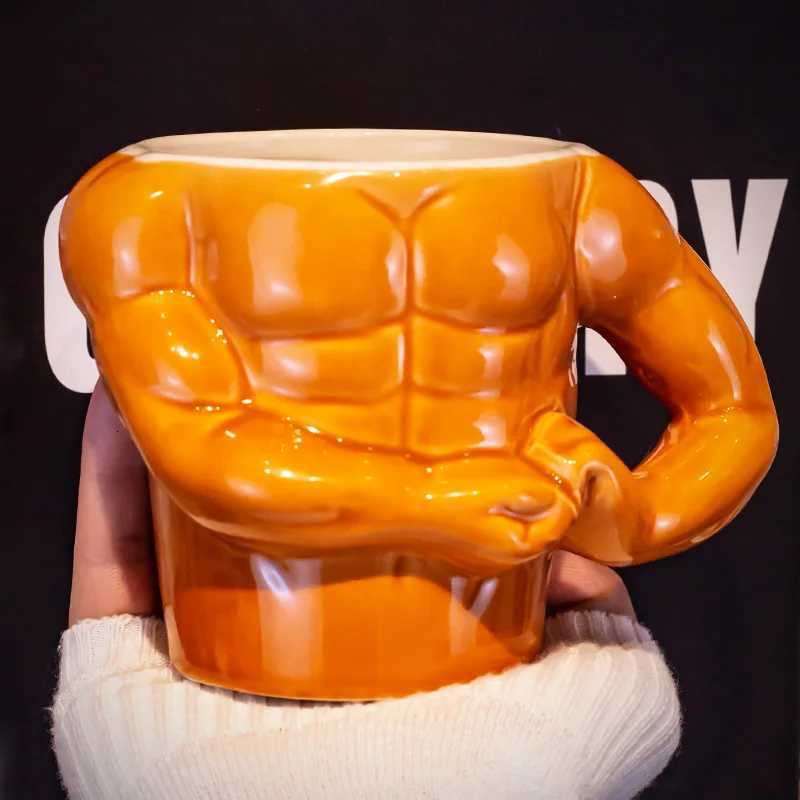 Creative Muscle Man Mug Home Breakfast Milk Coffee Mug Water Cups Boys Gym Trainer Funny Gift Mugs Holiday Gift C251210