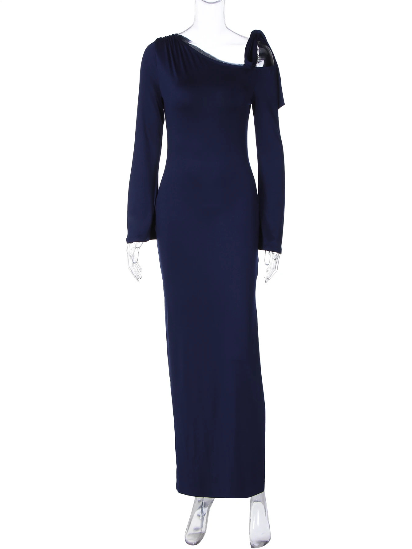Dulzura Womens Long Sleeve Lace-Up Side Slit Dress - Autumn Shoulder Style for Party and Club Wear C260311
