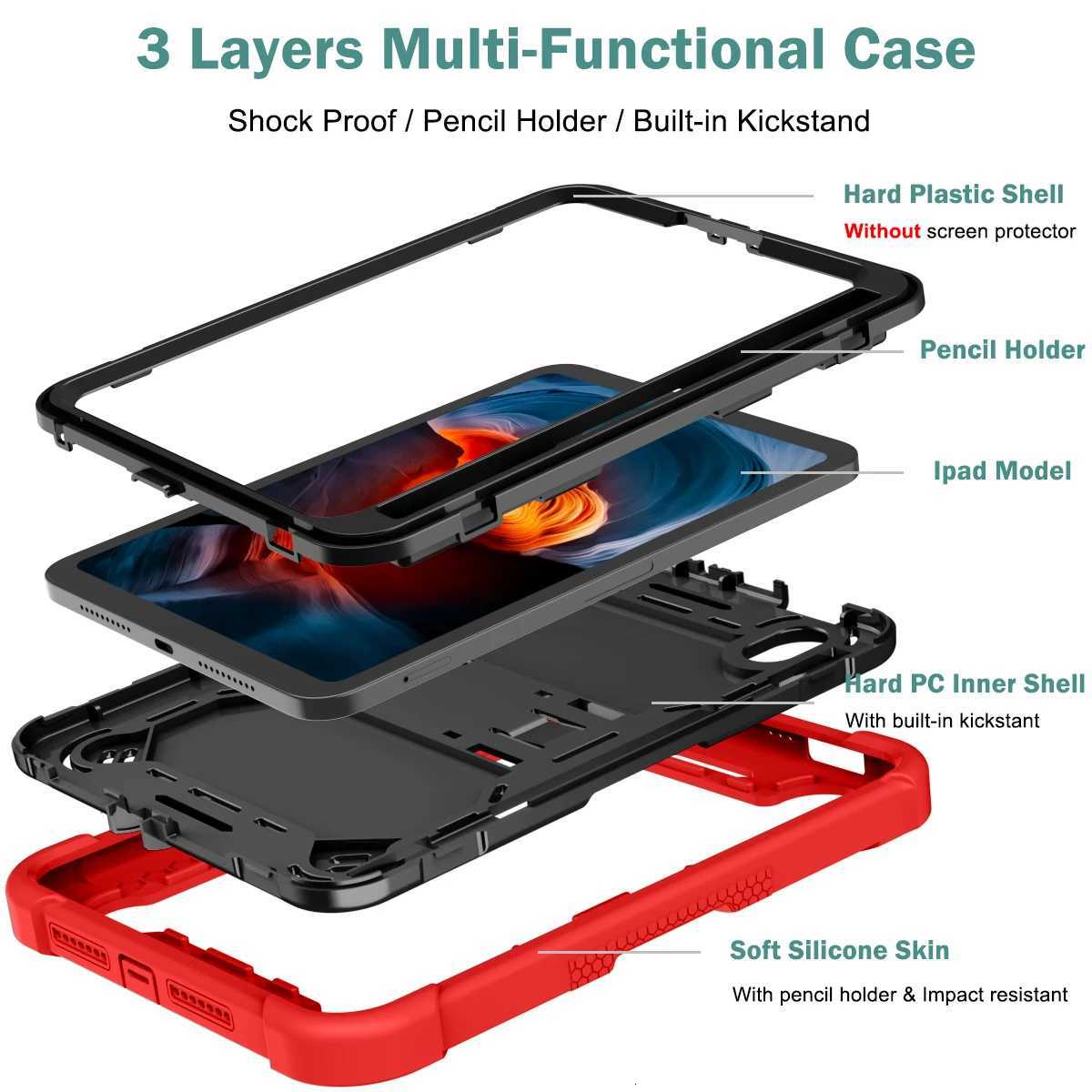 Case For iPad mini 6/7 83 inch With Kickstand and Pen Slot Rugged Fl Body Protective Cover H251210