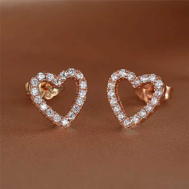 Dainty Fem Crystal Earring Black Rose Gold Sier Color Stud Earrings Simple White Zircon Wedding Jewelry For Wen Y251210
