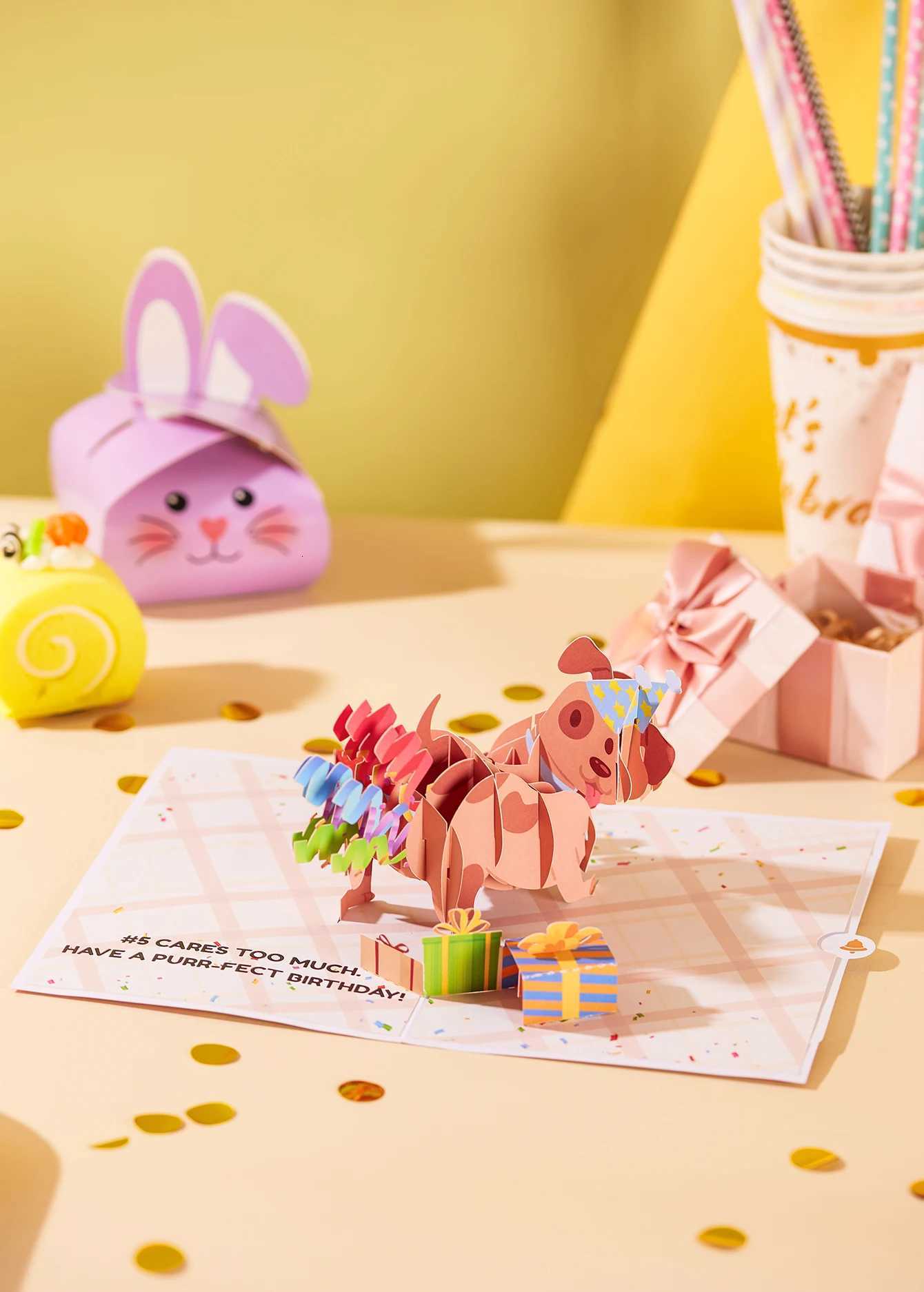 3D Up Kawaii Dog Greeting Card Cute Puppy Paper Art Gift Perfect for Dog Lovers He Decor Birthday/Festival Present H251210