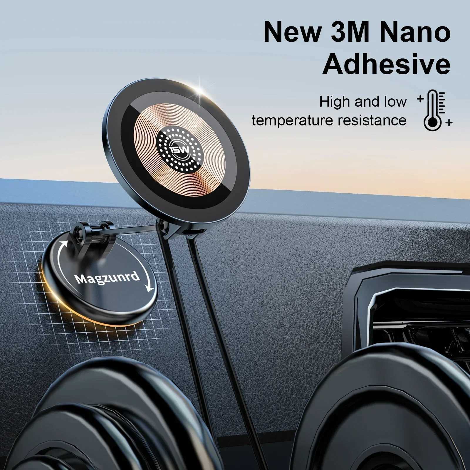 15W Magnetic Car Phone Holder Mobile Phone Car Holder Wireless Fast Charger Car Mounting Bracket 720 Rotating Cell Phone Stand C251210