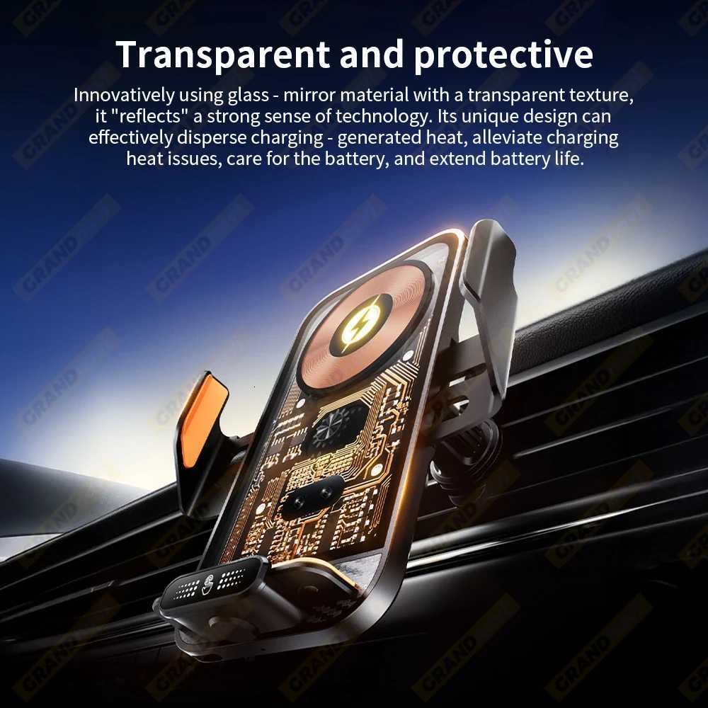 Car Phone Holder 66W Wireless Charger Mobile Phone Holder Intelligent Infrared Air Vent Clip for iPhone Universal C251210