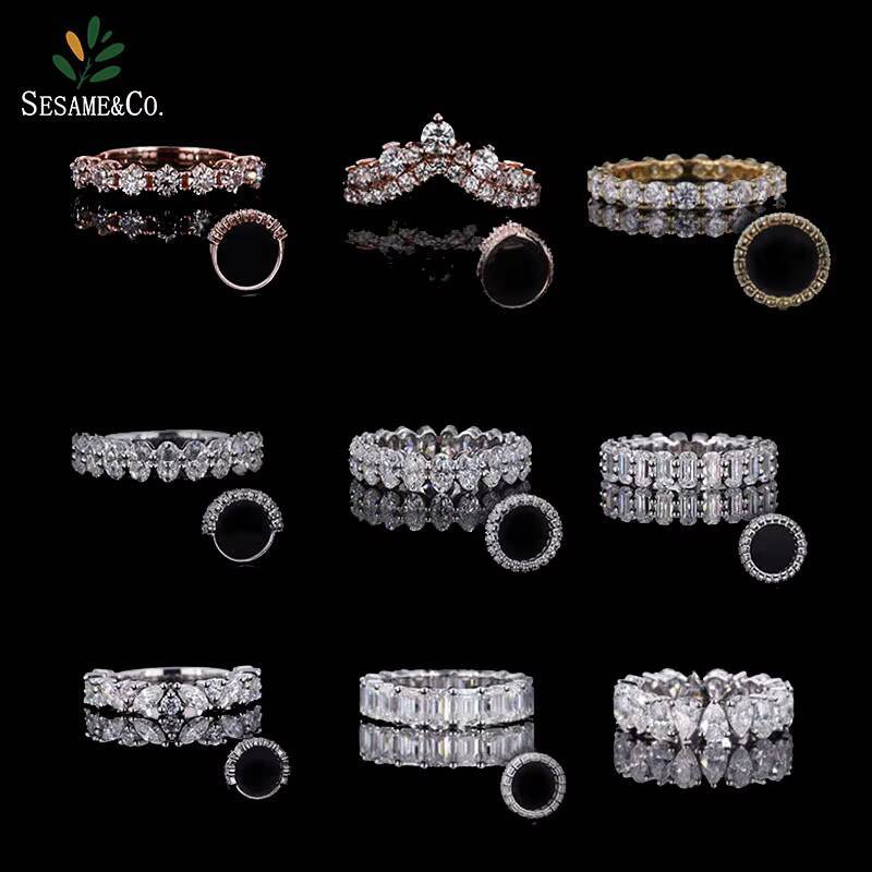 Factory Custom Gold Wedding Band 14K 18k Solid Gold Ring Platinum Moissanite Lab Grown Diamond Eternity Band Rings
