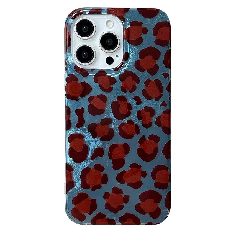 Korean Style Minimalist Foil Leopard Pattern Compatible with iPhone 17 Pro Max Apple 16 Phone Case 14 Feather Gauze 15 for Girls