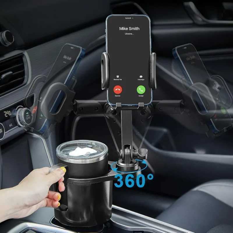2-in-1 Cup Holder Phone Mount 360 Rotatable Long Eer for Car Universal Smartphone Holder Car Holder C251210