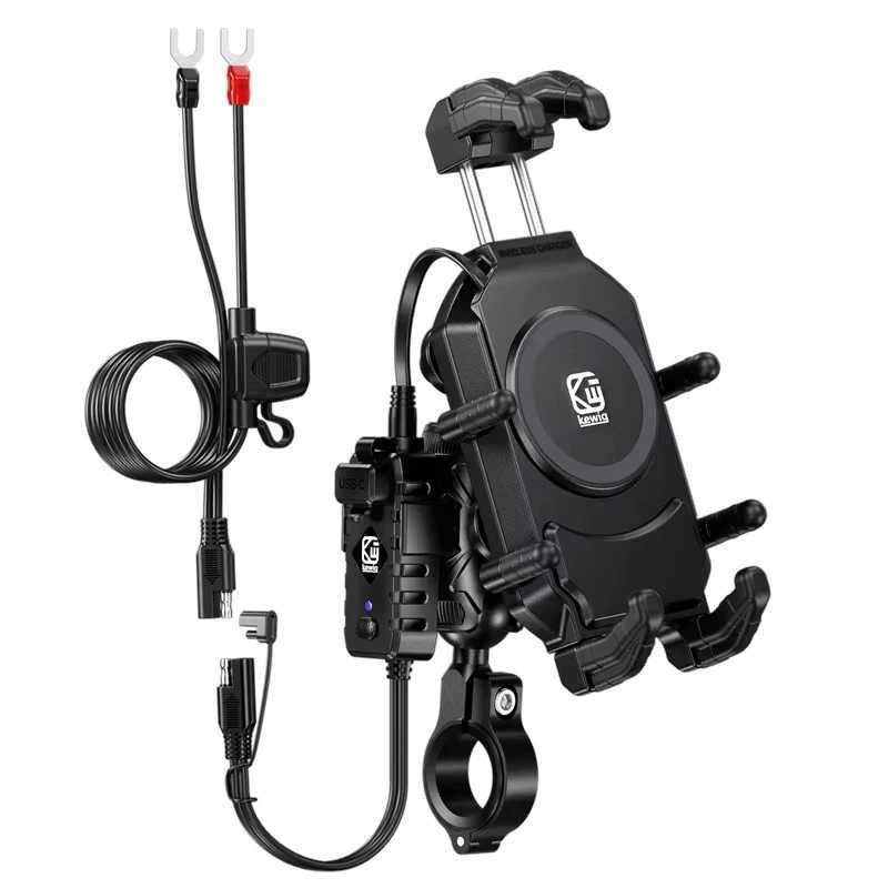 Anti-Theft Motorcycle Phone Mount with 15W Wireless Charger And 30W USB-C Charger for iPhone And Android Phones Handlebar Holder C251210