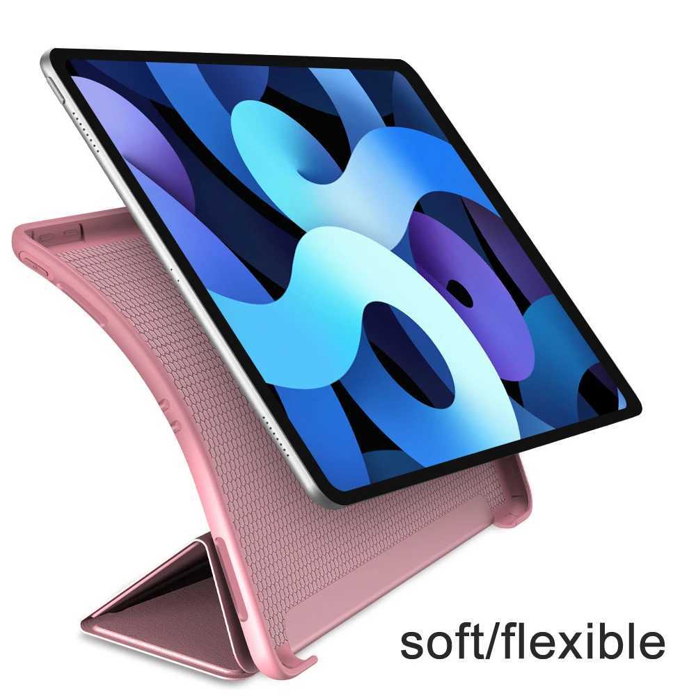For iPad Air Pro MINI Case 3 4 5 6 7 8 9 10th Generation 3-fold Leather Tablet Sle Liquid Silicon Soft St1 129 13 Cover H251210