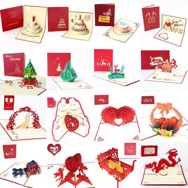 1pcs 3D Up Greeting Cards With Envelope Laser Cut Post Card For Birthday Christmas Vntine Day Party Wedding Decoration H251210