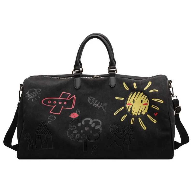 Large Capacity Travel Bag Wen Duffle Carry Lage Bag Graffiti Persality Weekend Tote Bags For Gym Fitness Y251209