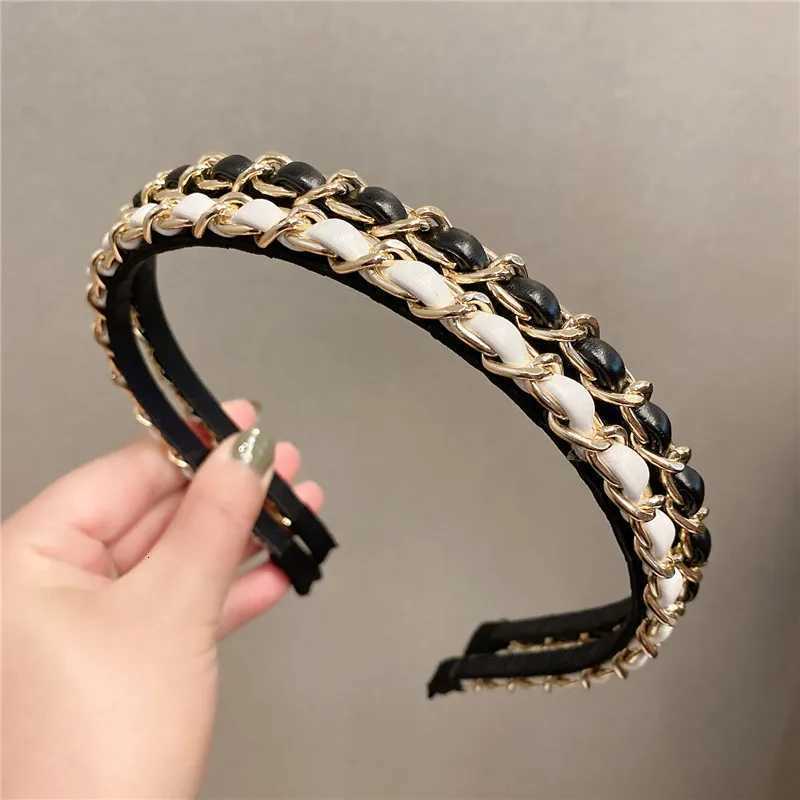 Leather Solid Color Knotted Haiand knitting Hair Hoop Bow band Wen Girls Retro makeup Hair Accories Y251210