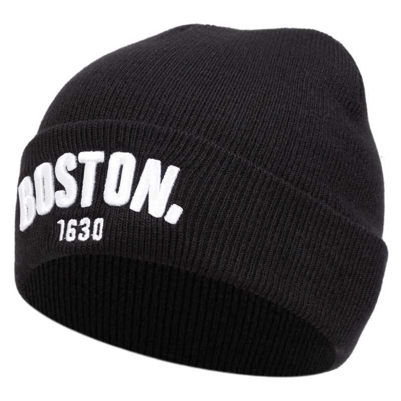 Luxury boston knitted hat bean hat outdoor winter hat embroidered ski hat Y251209