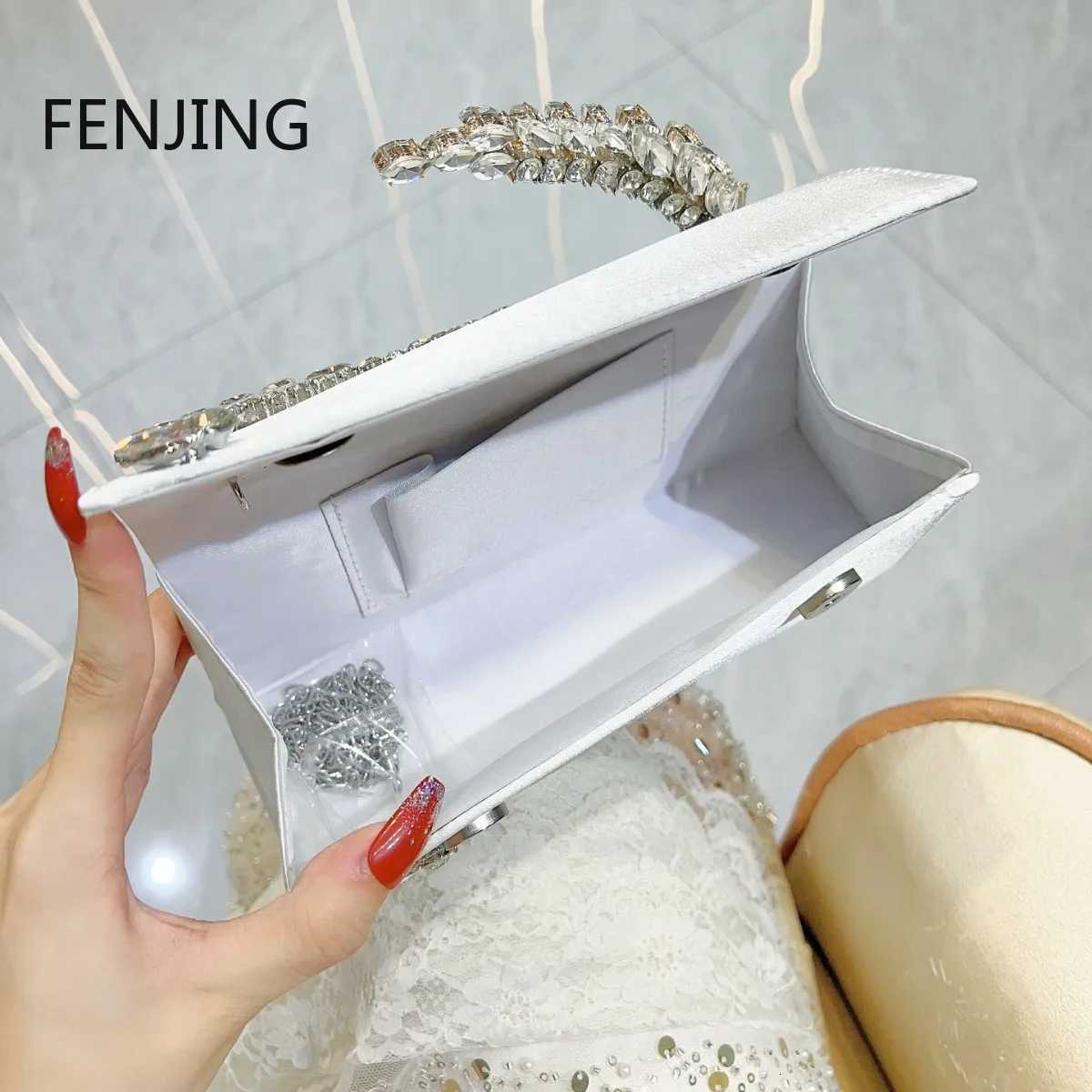 Luxury Satin Metal Handheld Women Handbag Crystal Shiny Rhinestones Diamond Evening Bags Wedding Party Clutch Purse Shoulder Bag K251210