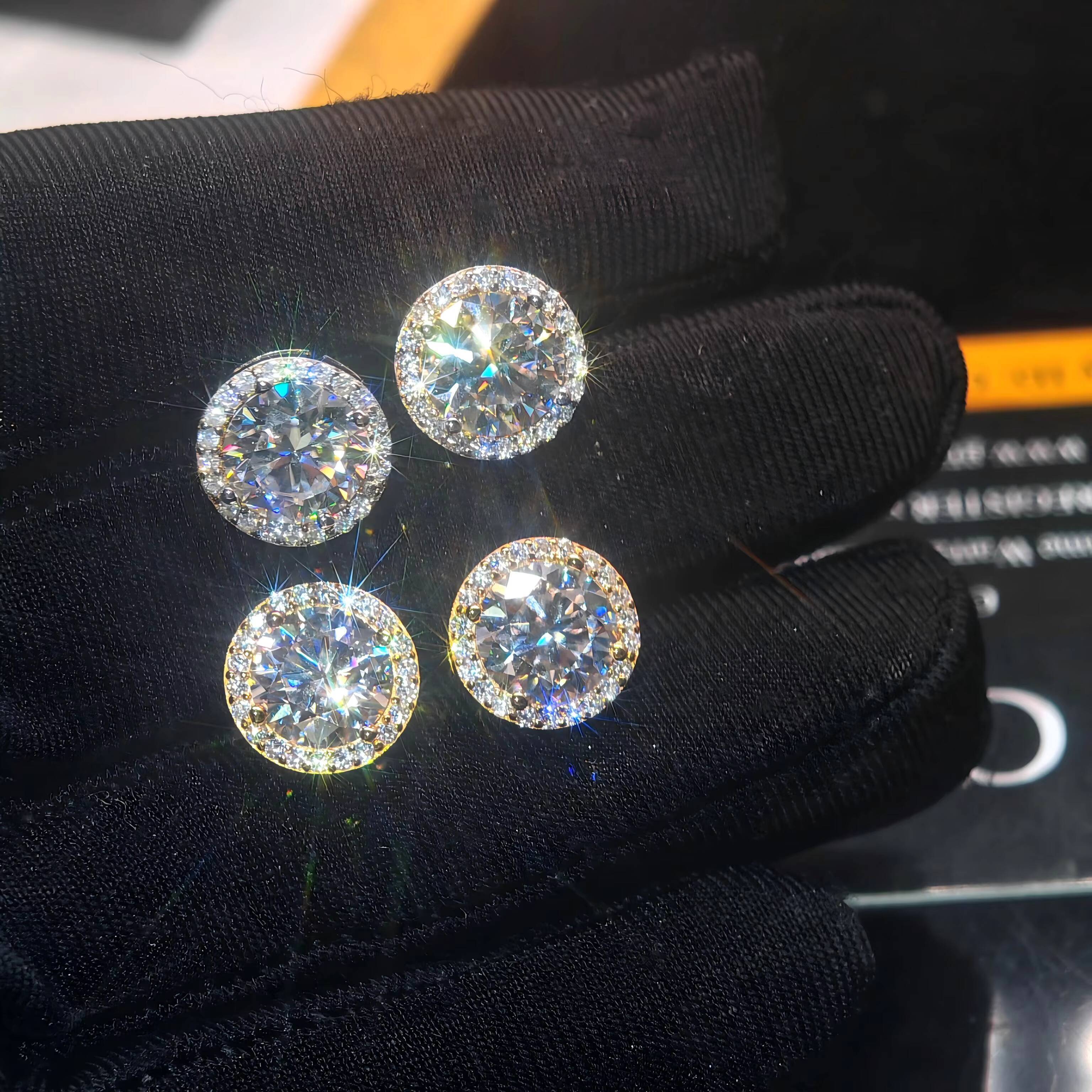 Hip-hop 5mm/65mm/8mm Moissanite Diamond Earings Jewelry Women 925 Silver Moissanite Stud Earrings