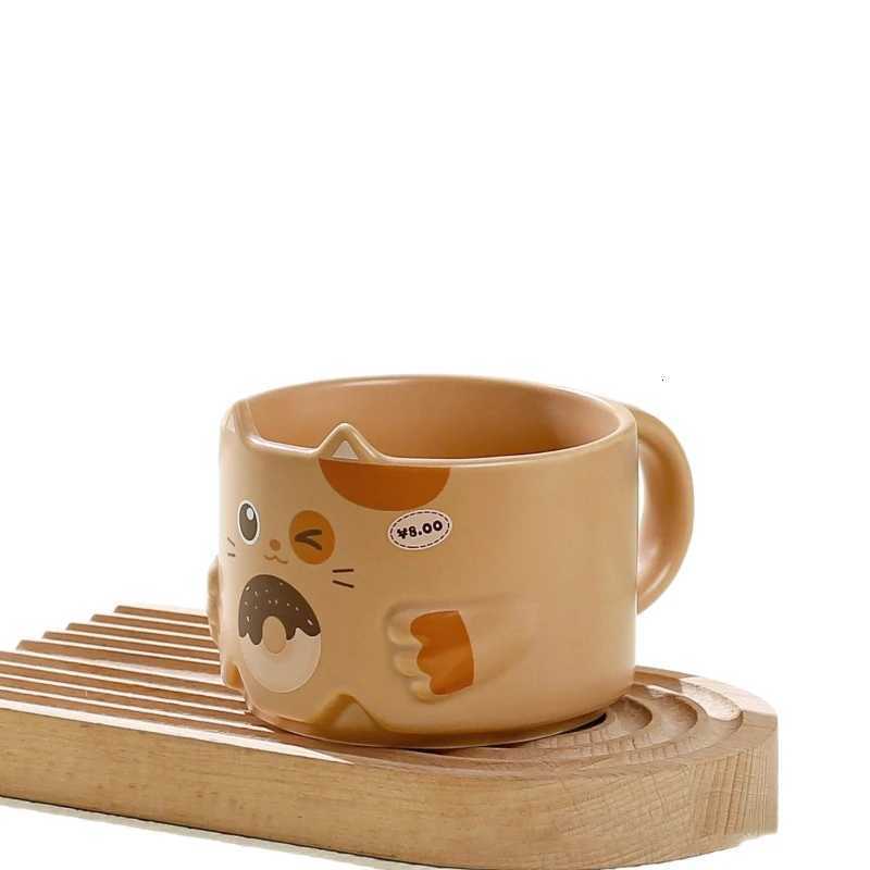 1PC Creative Cat Stacked Cups with Care Design Cartoon Mug Office Home Casual Ceramic Water Cup Coffee Cup C251210