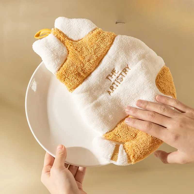1Pcs Cute Cat Hanging Towel Kitchen Hand Towel Bathroom Soft Absorbent Handkerchief Wipe Towel Cartoon Kids Towels C251210
