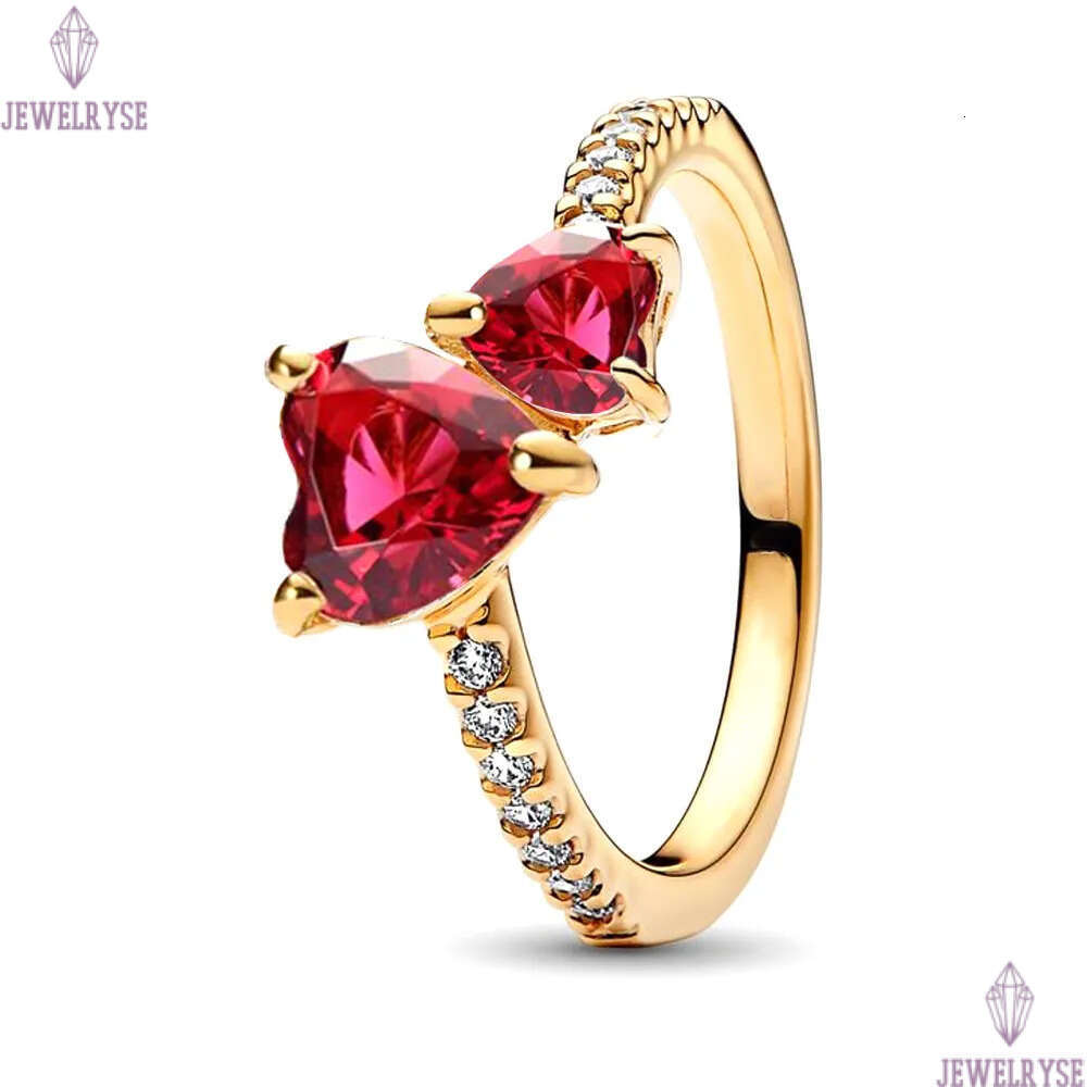 S925 silver plated classic love heart designer ring for women retro vintage 18k gold shine crystal red stone butterfly lover couple rings jewelry gift