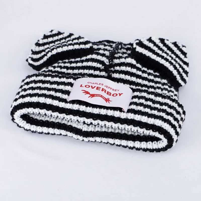 Luxury Cat Ears Wool Hat Womens Autumn and Winter Stripes Thickened Warm Knitted Ear Protector Hat Pig Ears Cartoon Cute Pullover Hat Y251209