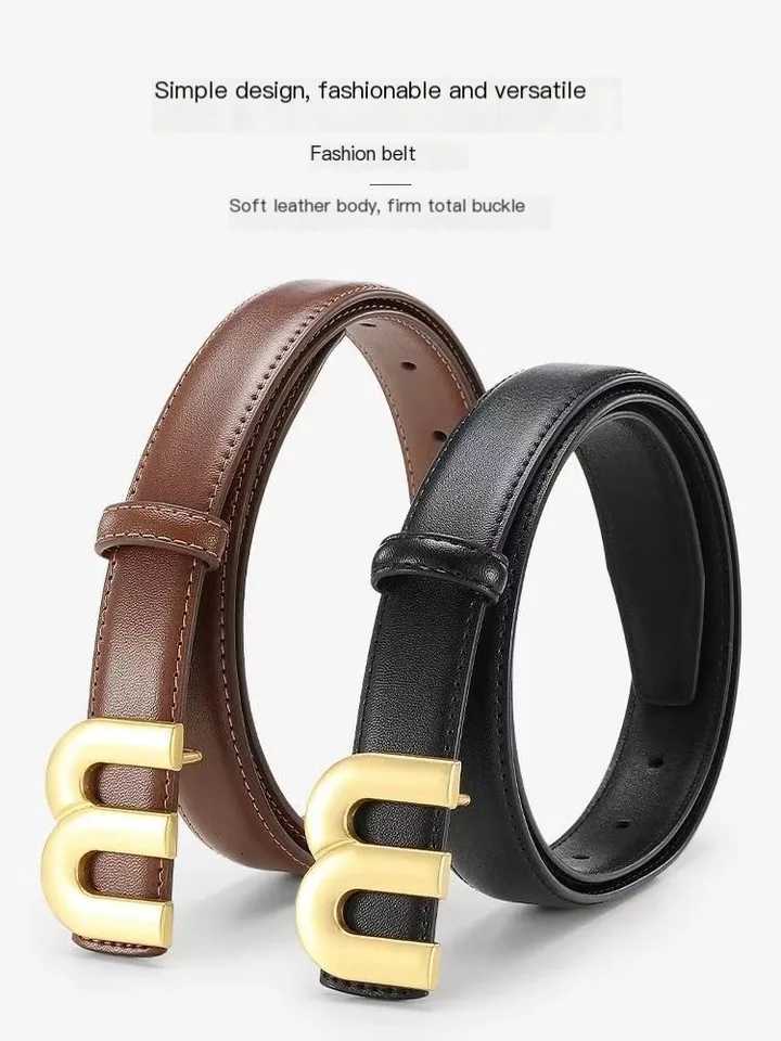 Luxury Womens fashion belt high-quality gold buckle is best matched with womens denim belt dress Y251210