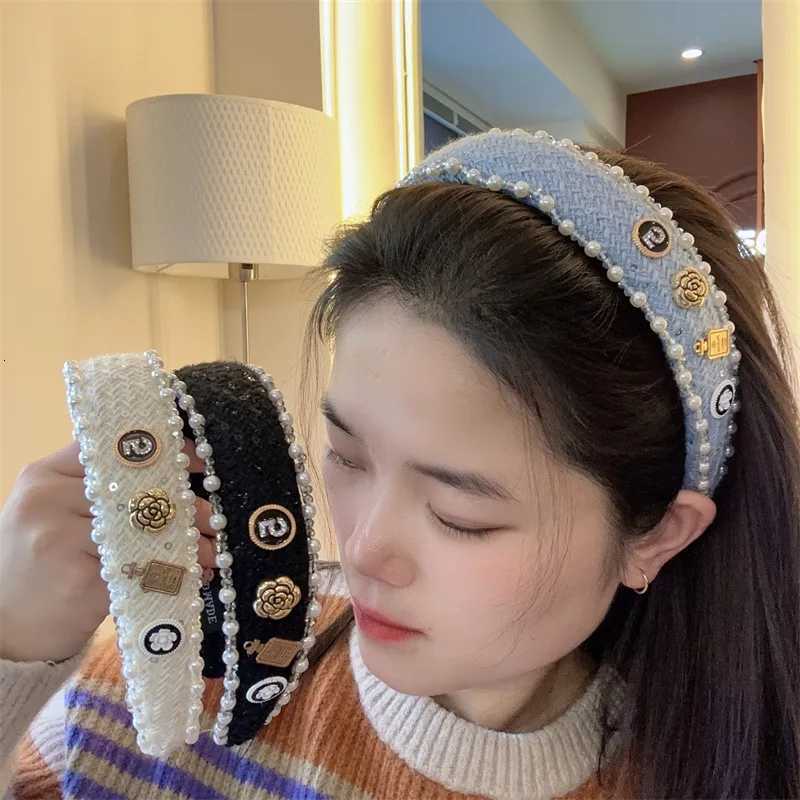 Korean Fashion Pearl Crystal Haiand Temperament Elegant Hair Hoops band Hair Accories for Wen Girls Y251210