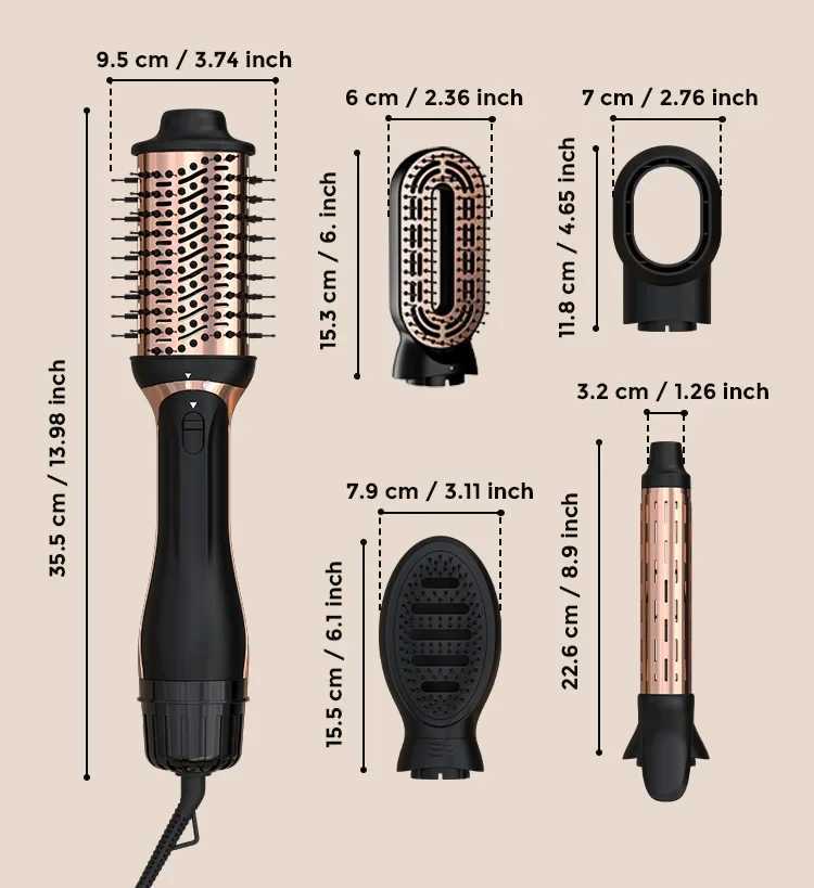 Hot Air Brush 5-in-1 Multifunctional Hair Styling ToolsHair Dryer Straightening Brush Hair Curler Straightening Brush220VT251210