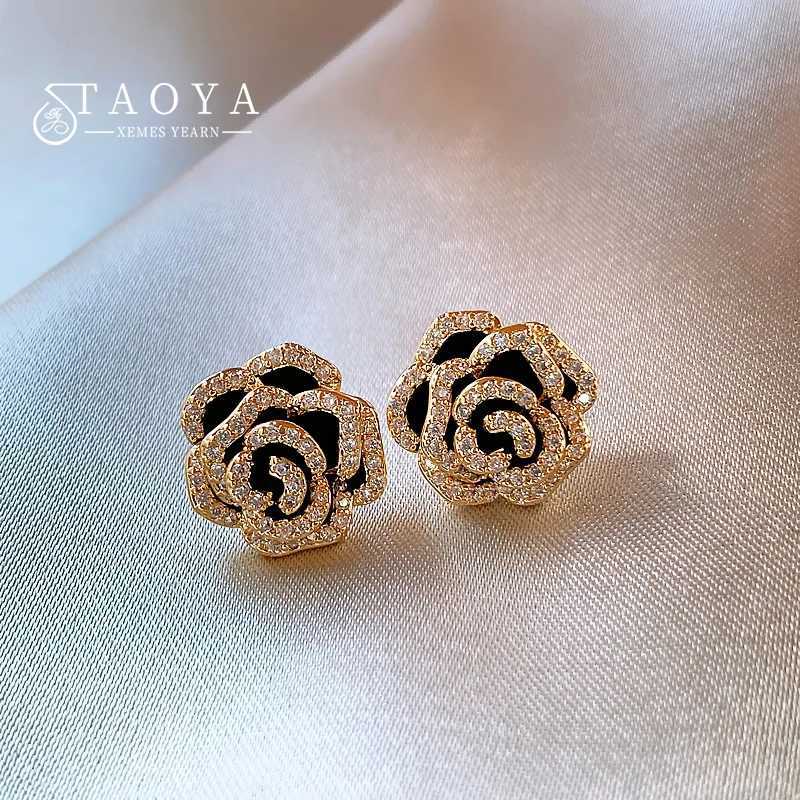 French Rantic and Elegant Black lia wer Micro Set Zircon Earrings 2025 Luxury Jewelry for Wens Exquisite Accorie Y251210