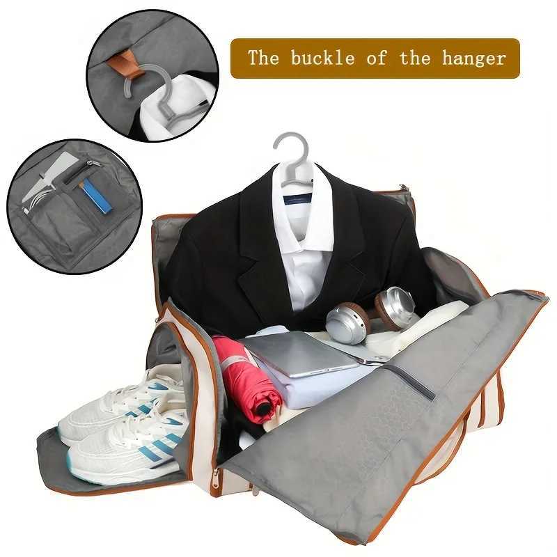 Large Capacity Beige Nyl Travel Suit Bag 16-Inch Mtifunctial Business Style Dual Shoder Handheld N-Waterproof Y251209