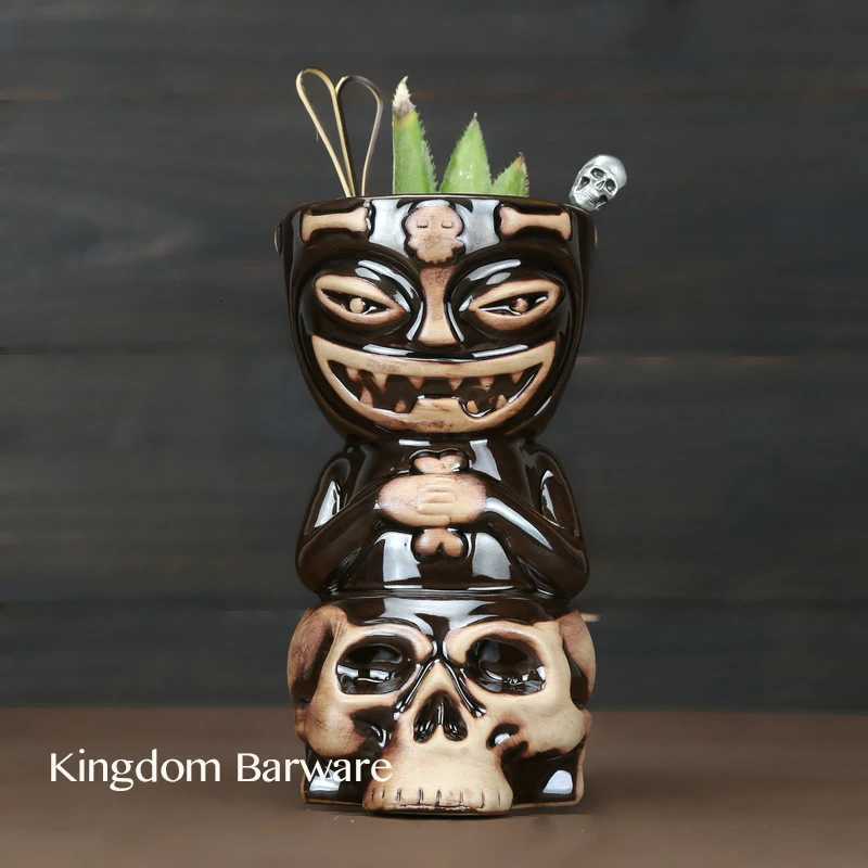 Skull Doll Tiki Mug Cocktail Cup Beer Wine Mug Ceramic Tiki Mugs Art Crafts Creative Hawaii Mugs C251210