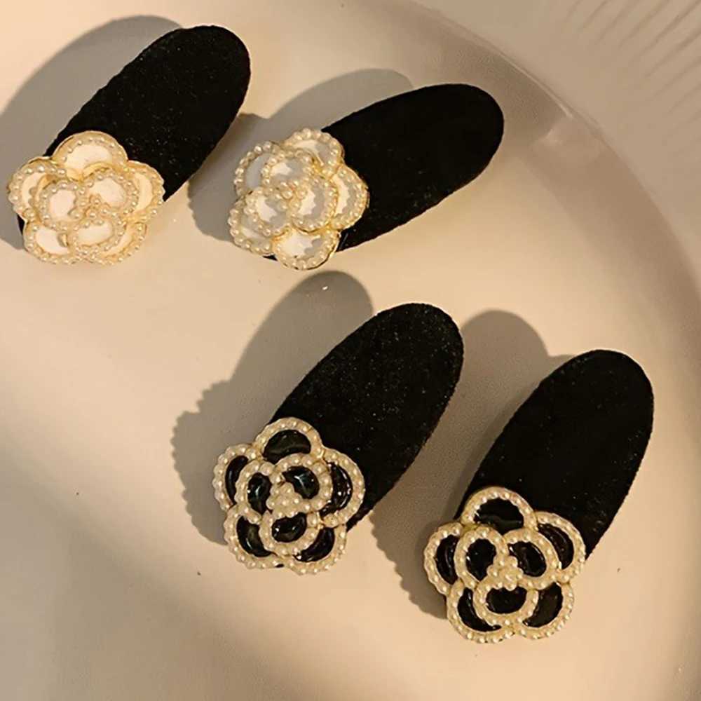 2pcs Elegant Pearl Mountain lia Hair Clip Fem Black Temperament Side Clip with noh clip and duckbill clip piece Y251210