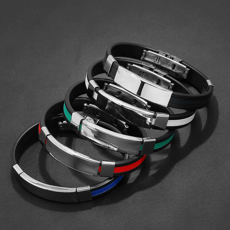 Factory Direct Titanium Personalized Korean Style Smooth Men's Silicone Bracelet Fashionable Stainless Steel Jewelry